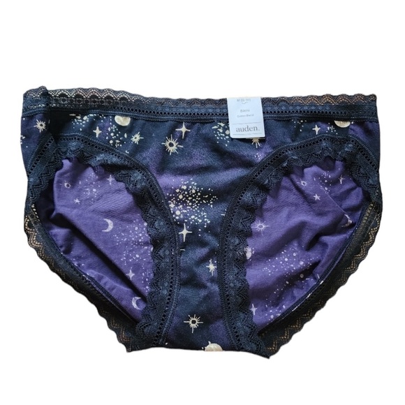 Auden | Navy Celestial Women’s Cotton Bikini with Lace Trim Underwear - Picture 2 of 7